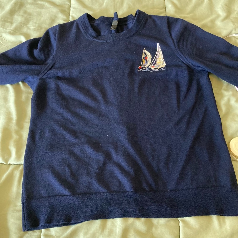 J Crew Tippi Navy Pullover Sweater Sailboat J. Crew Jcrew
